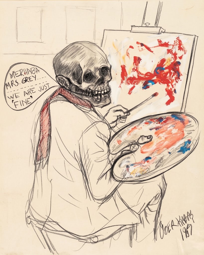 Özer Kabaş, Merhaba, Mrs. Grey, 1969. Grease pencil, felt-tip pen, and acrylic on paper, 24 x 19 in. Grey Art Museum, New York University